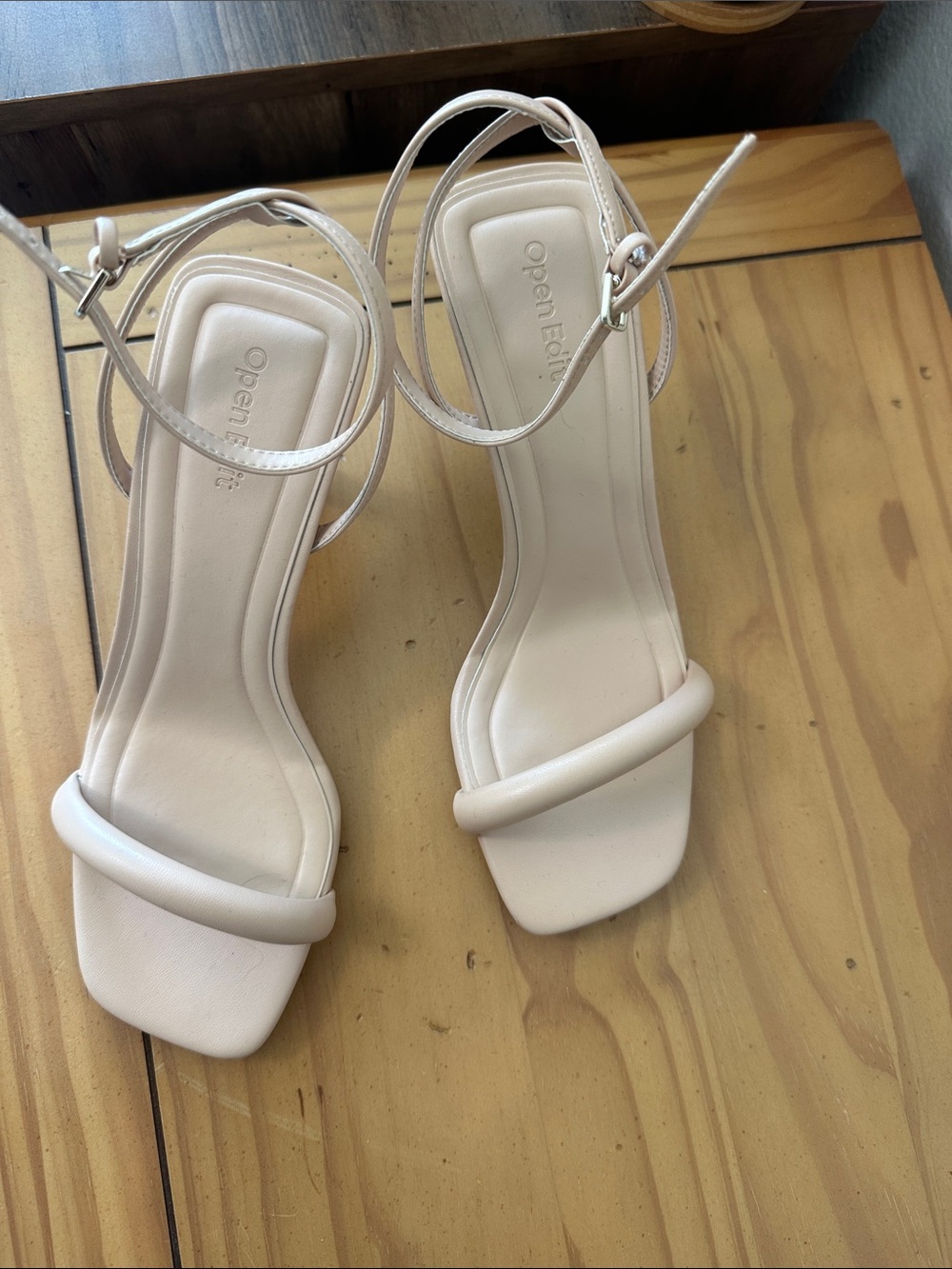 Nude Square-Toe Ankle-Tie High Heel Sandal - Picture 2 of 3